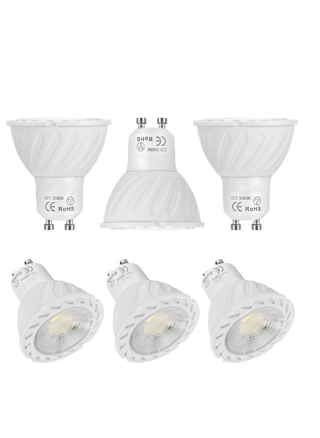 ماركة غير محددة مصباح LED GU10 محمي للعين من SYOSI، عبوة 6 مصابيح بديلة GU10 للإضاءة المدمجة، سطوع 400 لومن ودرجة حرارة لون 5000 كلفن (ضوء النهار الأبيض)، مصباح بقوة 6 واط للمكتب، المطبخ، غرفة المعيشة، وغرفة النوم.  - Image 1