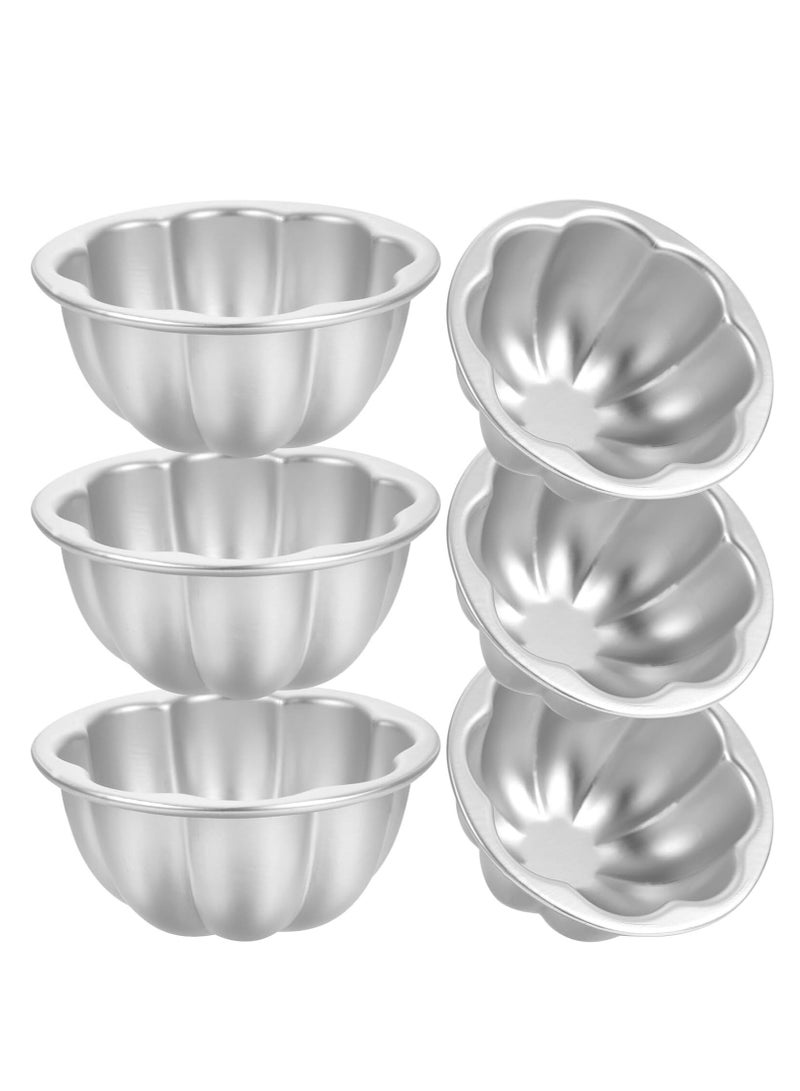 Relex 6 Pack Flower Shaped Egg Tart Molds, Aluminum Alloy Pudding and Cake Baking Cups, Reusable Cupcake Muffin Jelly Non-Stick Kitchen Accessories - Image 1