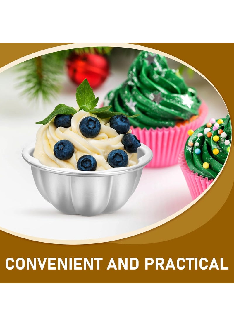 Relex 6 Pack Flower Shaped Egg Tart Molds, Aluminum Alloy Pudding and Cake Baking Cups, Reusable Cupcake Muffin Jelly Non-Stick Kitchen Accessories - Image 3