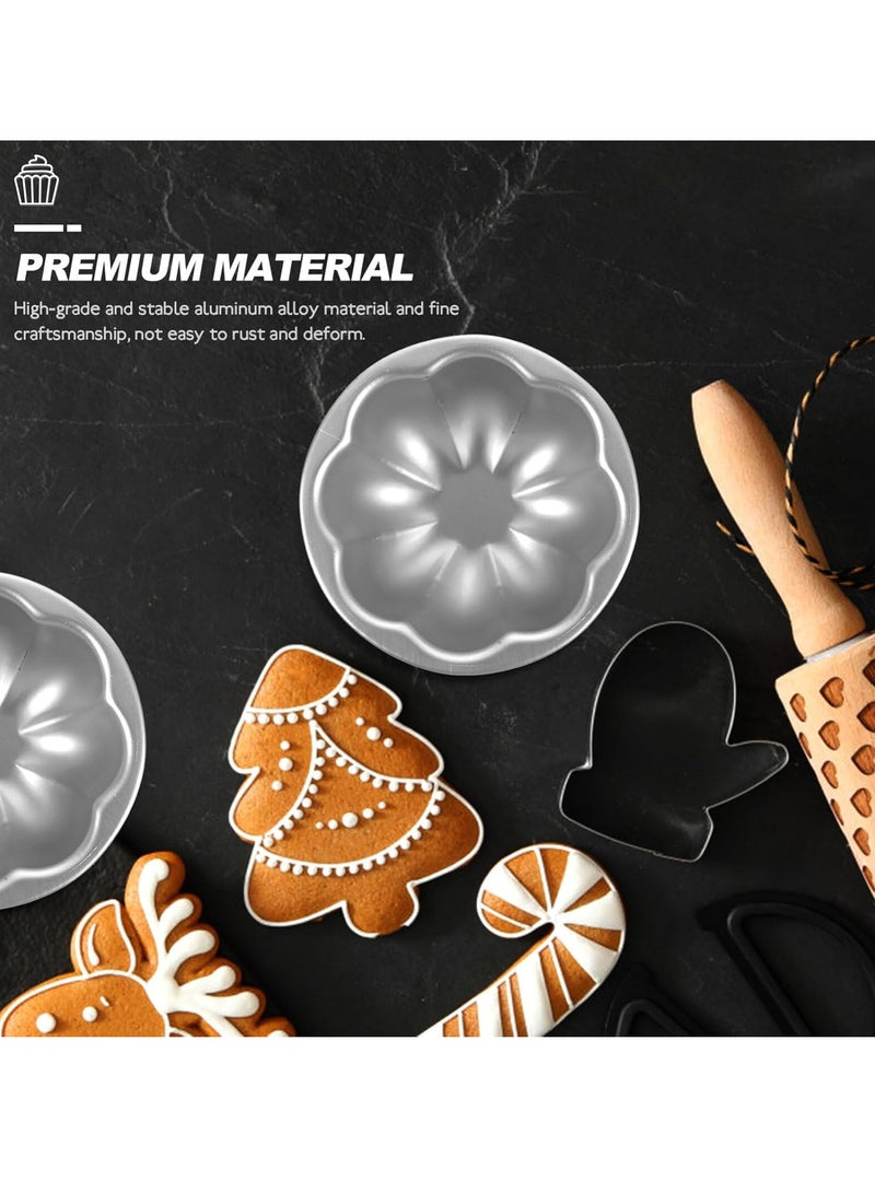 Relex 6 Pack Flower Shaped Egg Tart Molds, Aluminum Alloy Pudding and Cake Baking Cups, Reusable Cupcake Muffin Jelly Non-Stick Kitchen Accessories - Image 4