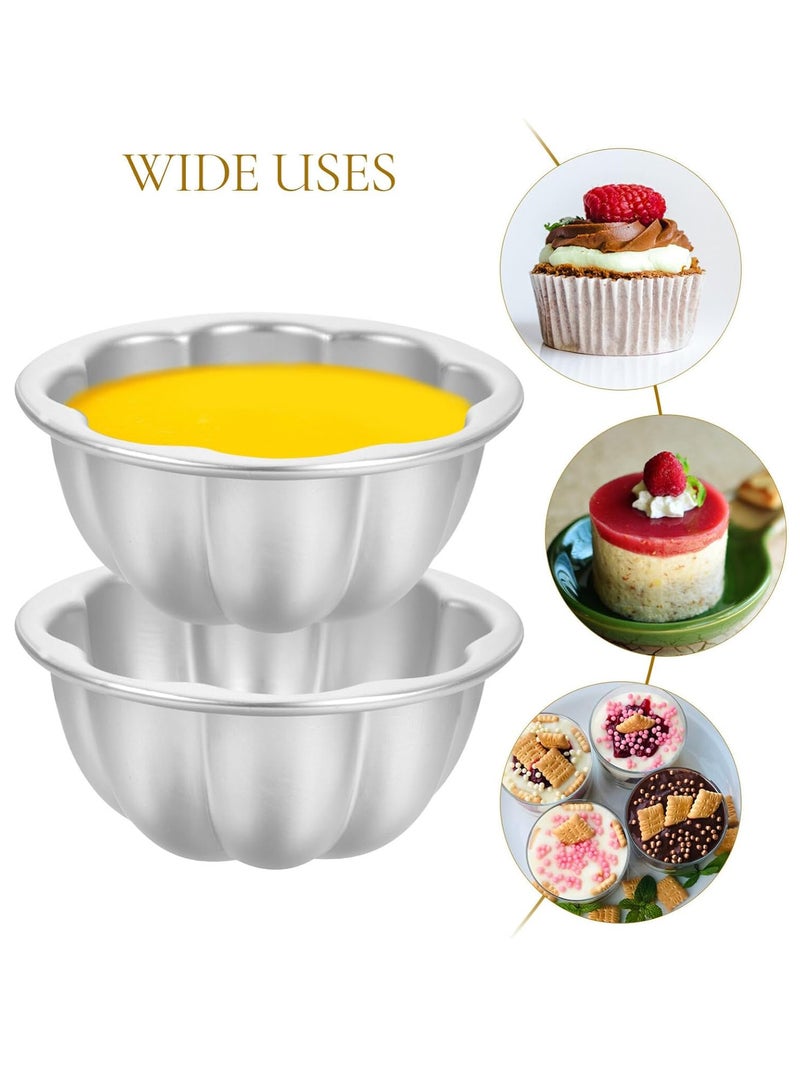 6 Pack Flower Shaped Egg Tart Molds, Aluminum Alloy Pudding and Cake Baking Cups, Reusable Cupcake Muffin Jelly Non-Stick Kitchen Accessories