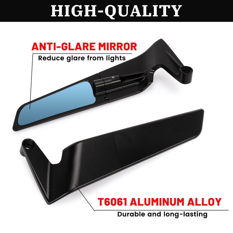 XINGWU Motorcycle Mirrors Anti-glare Stealth Mirror Adjustable Rotating Rearview Mirror Wind Wing Side Mirror for Z650 Z900 Z1000 Duke 390 790 1290 MT07 MT09 S1000 Street Bike Mirrors - Image 5