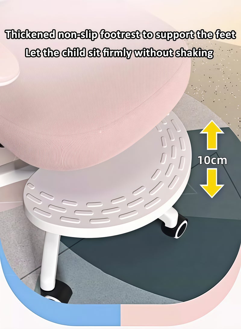 MLADEN Ergonomic Kids Desk Chair with Wheels, Boys Girls Desk Chair with Adjustable Armrests, Comfort Swivel Home Office Task Chair, Breathable Mesh Desk Chair, Lumbar Support Study Chair with Flip-up Arms and Adjustable Height (Pink) - Image 4