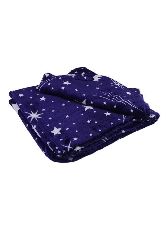 Generic Beautiful Stars Design Soft Fluffier Blanket Microfibre King Size Flannel Stars Printed Bed Blanket Blue/White  - Image 4