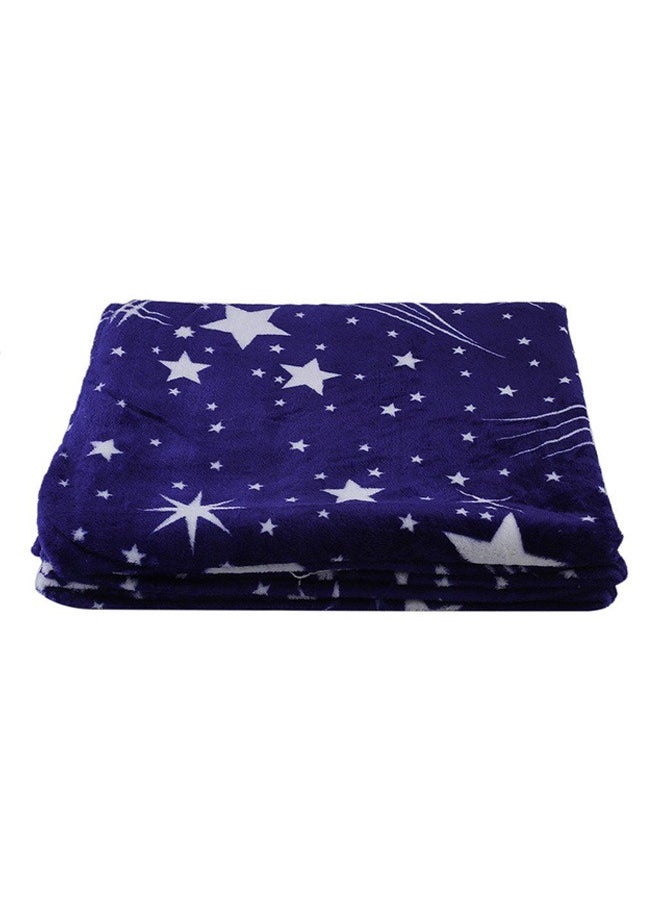 Generic Beautiful Stars Design Soft Fluffier Blanket Microfibre King Size Flannel Stars Printed Bed Blanket Blue/White  - Image 5