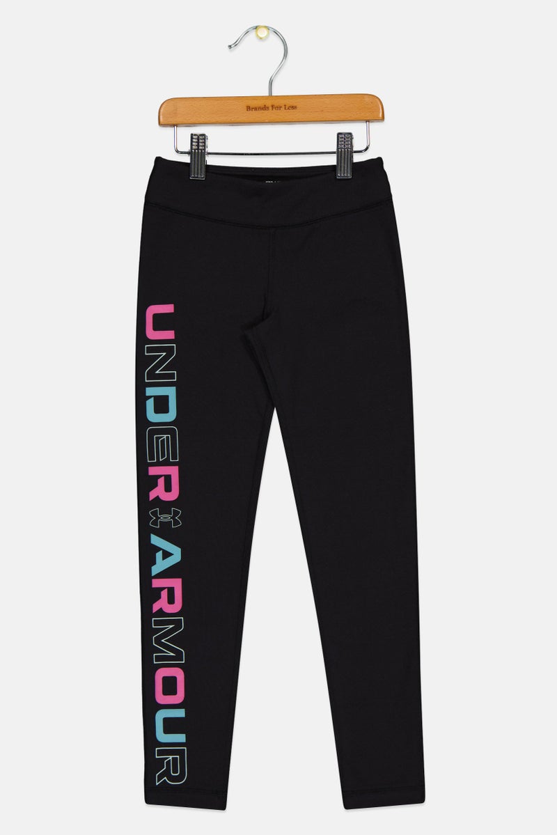 UNDER ARMOUR Kids Girl Fitted Training Leggings, Black - Image 2