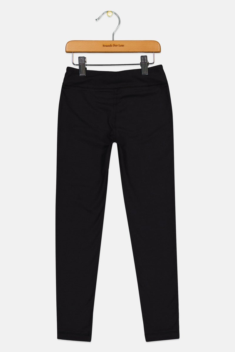 UNDER ARMOUR Kids Girl Fitted Training Leggings, Black - Image 3