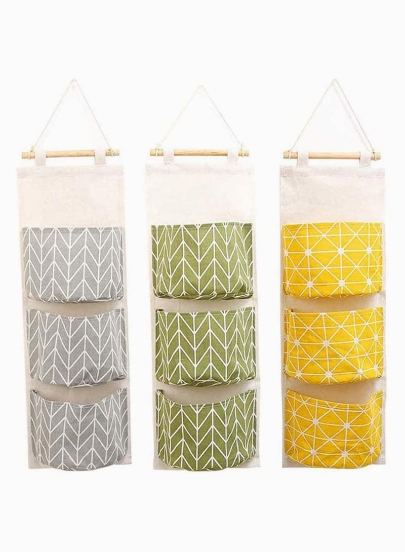 SOLARAE Wall Hanging Storage Bag Waterproof Over The Door Closet Organizer Organizer Linen Farbric Hanging Pocket Organizer with 3 Remote-Sized Pockets for Bedroom - Image 1