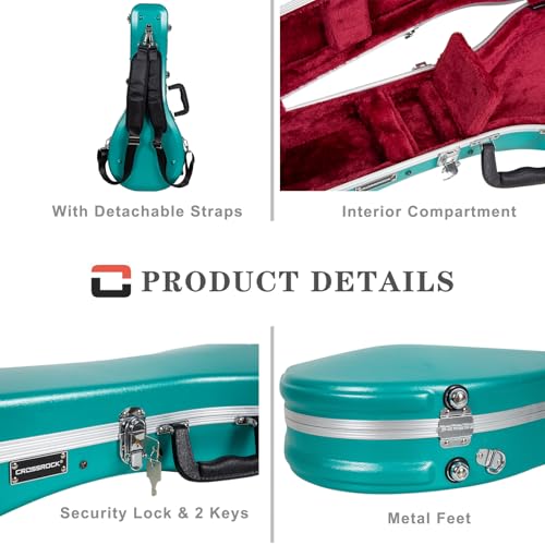 Crossrock ABS Molded Case for A-Style Mandolin | Mint Blue Matte Finish, Plush Interior, Locking Latch, Backpack Straps – Lightweight Hardshell Protection (CRA862MAMB) - Image 5