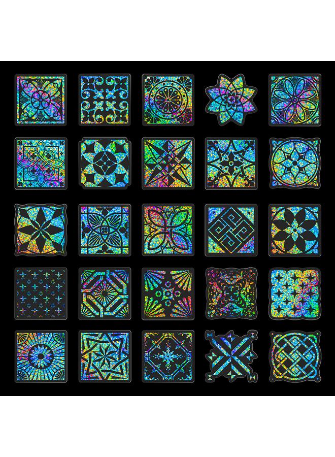 الأزرق جي دبليو بيع 50 نافذة بومي مزينة بالذهب الملون ، ملصقات ليزر ملونة للأطفال ، يكافئ الطلاب ليزر الشخصية - Image 4