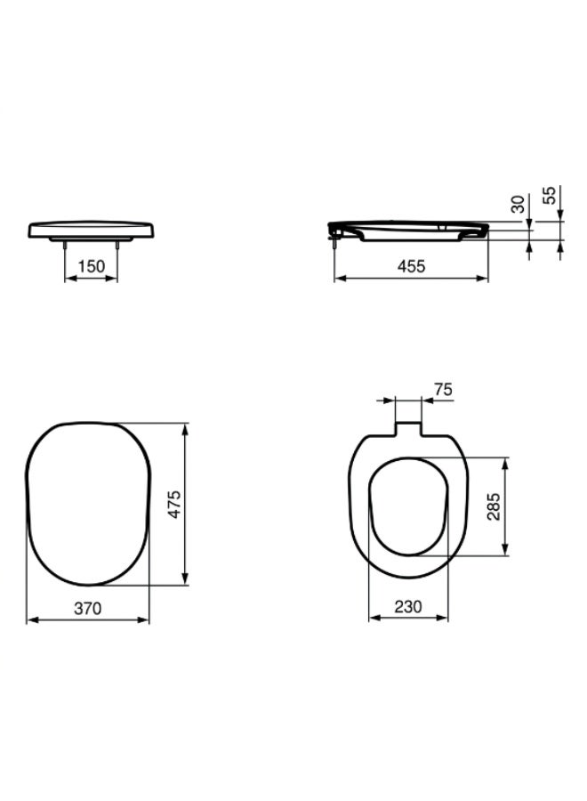 Ideal Standard Tonic Soft-Close Toilet Seat & Cover with Chrome-Plated Hinges, ABS Plastic, White, 370 x 475 mm - Image 3