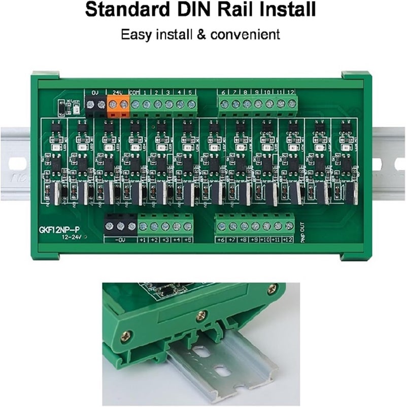 NISZA 2/4/6/8/12/16 Channel PLC DC Output Amplifier Board Optocoupler Isolation 12-24V Rail Mount NPN PNP Output 5A for Valve (Color : Output PNP, Size : 2 Channels) - Image 3