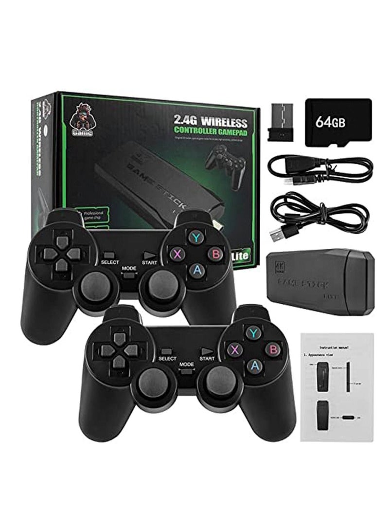LEDIN Wireless Retro Game Console Plug and Play Video Game Stick Built in 10000+ Games 9 Classic Emulators 4K High Definition HDMI Output for TV with Dual 2.4G Wireless Controllers(64G) - Image 1