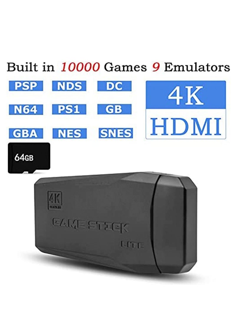 LEDIN Wireless Retro Game Console Plug and Play Video Game Stick Built in 10000+ Games 9 Classic Emulators 4K High Definition HDMI Output for TV with Dual 2.4G Wireless Controllers(64G) - Image 2