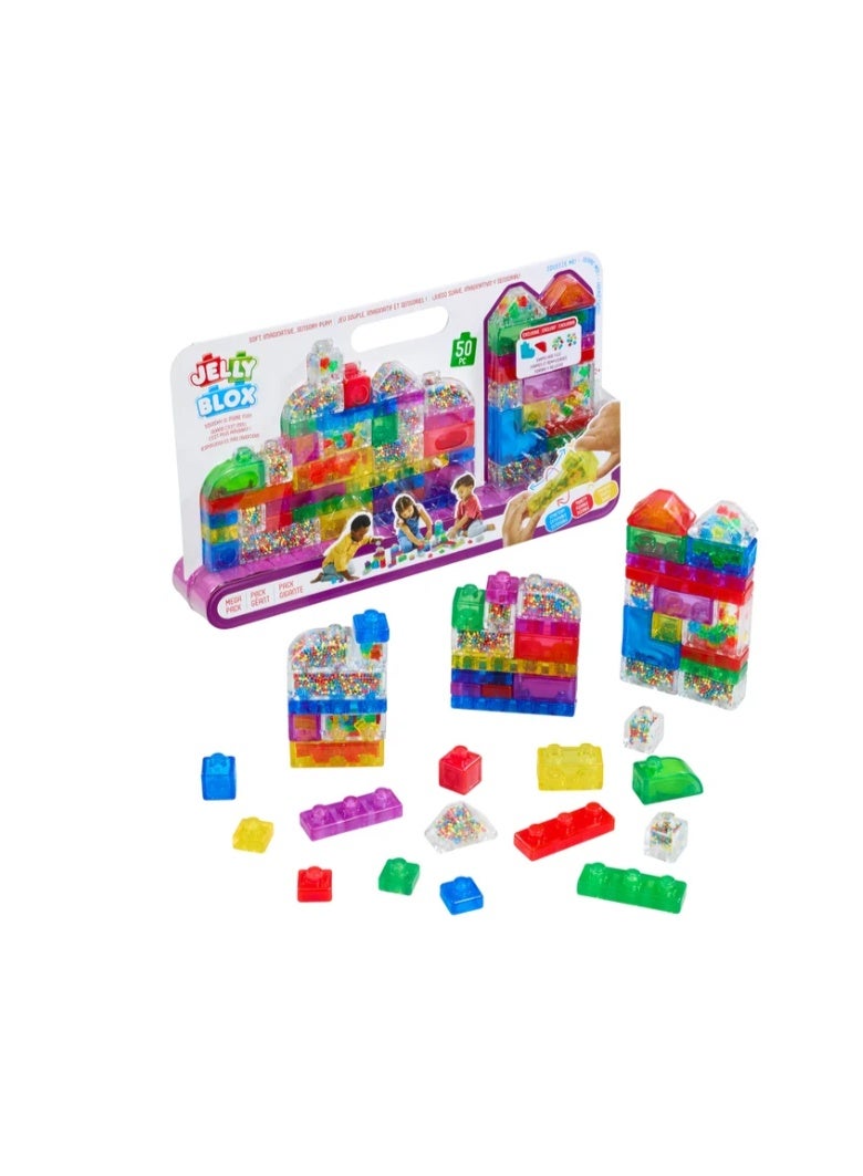 Jelly Blox باقة مميزة – 50 كتلة حسية ناعمة وقابلة للضغط للأطفال 2+، بناء آمن مع ملء ممتع! - Image 1