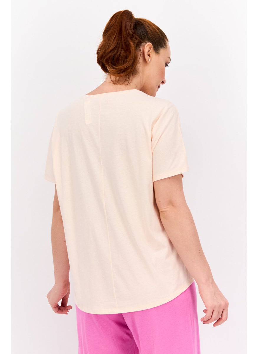TRIUMPH Women Brand Logo Short Sleeve Pyjama Top, Peach  - Image 3