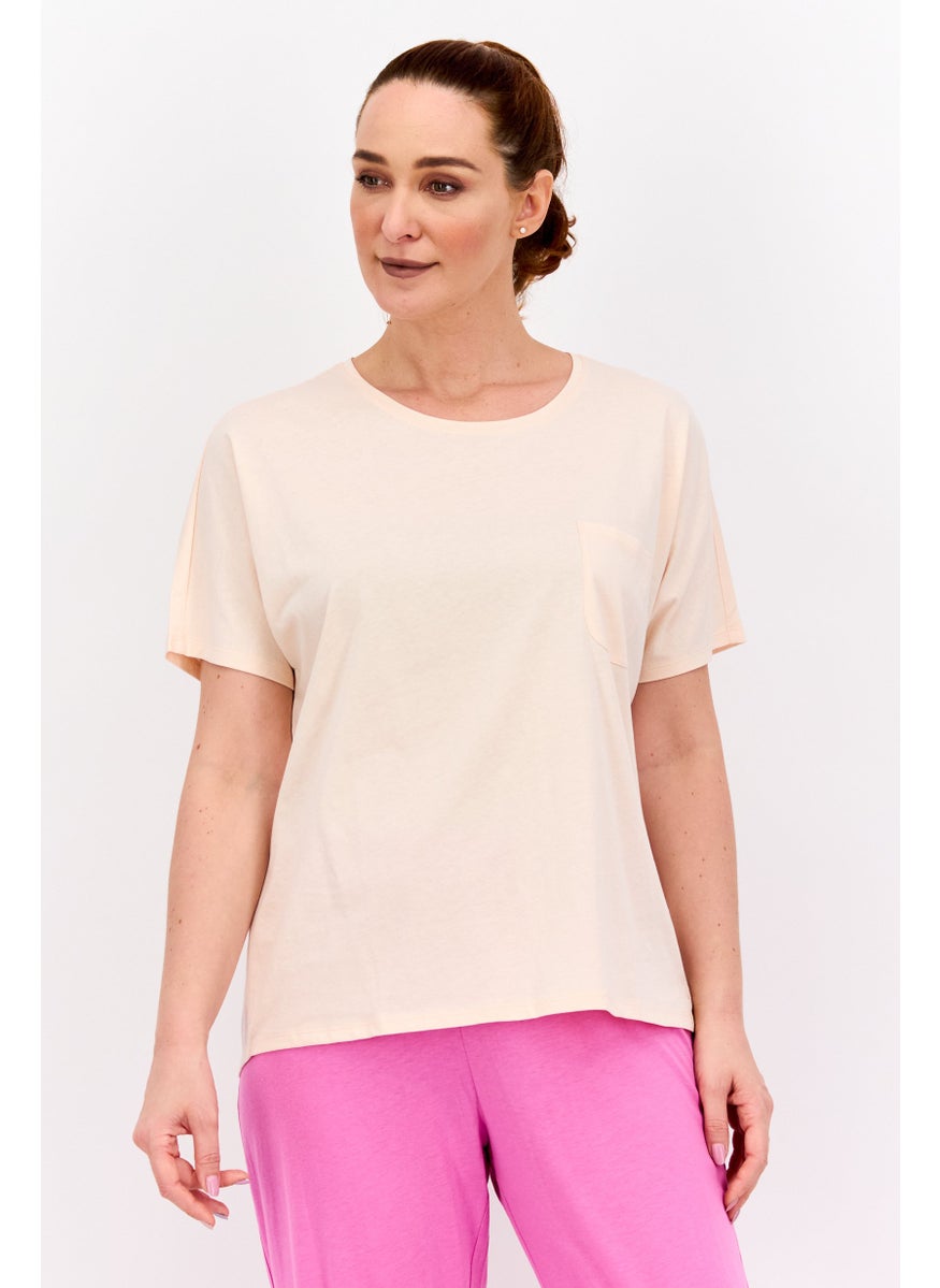 TRIUMPH Women Brand Logo Short Sleeve Pyjama Top, Peach  - Image 1