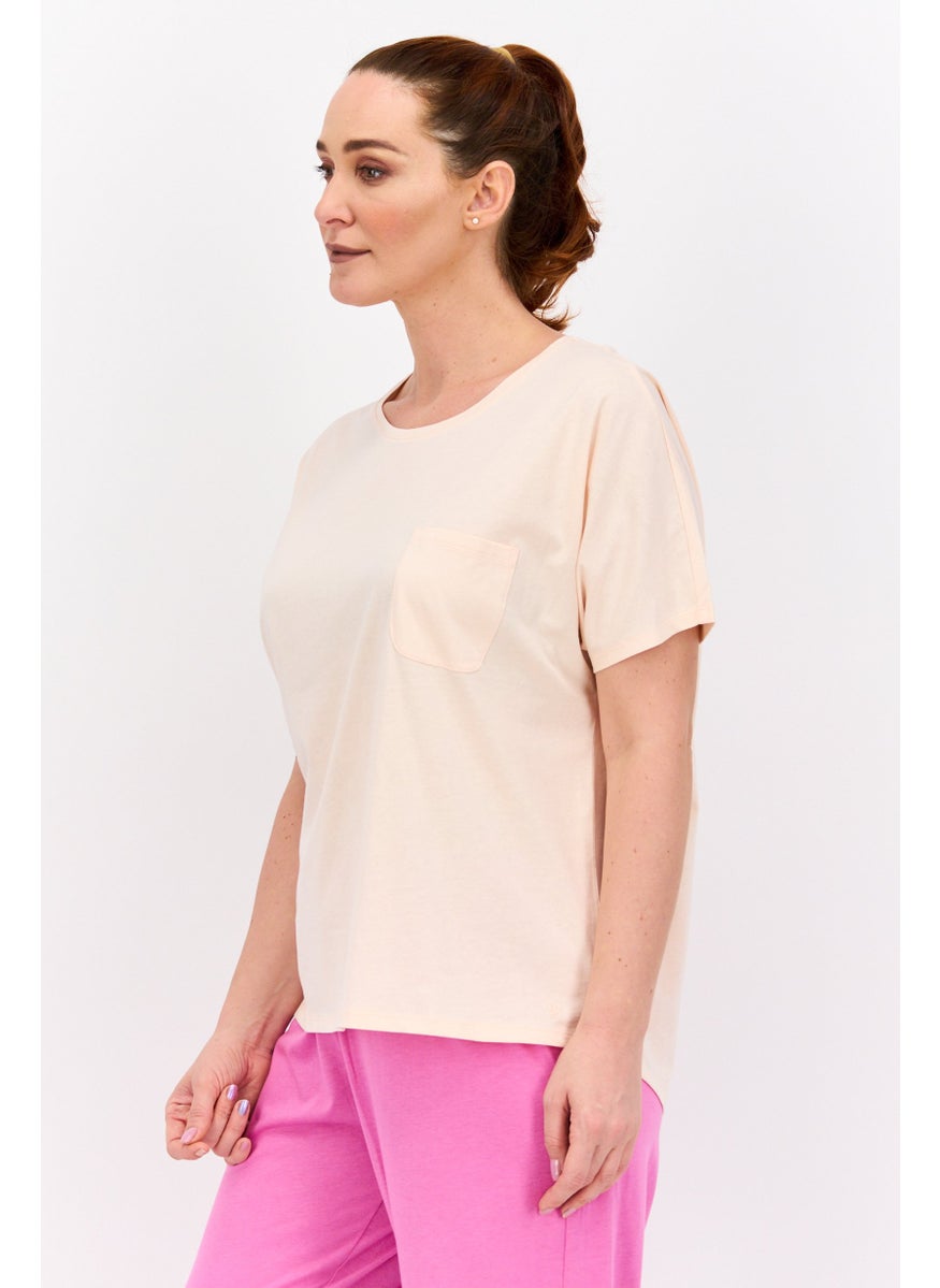TRIUMPH Women Brand Logo Short Sleeve Pyjama Top, Peach  - Image 2