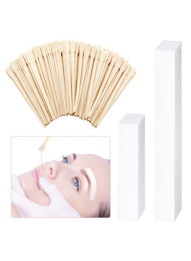 Leelosp 600 Pieces Wax Strips And Wax Applicator Sticks Kit Includes 400 Pieces Eyebrow Waxing Strips White Wax Paper Cloth Strip And 200 Pieces Wooden Smooth Wax Applicator Sticks For Body Skin Hair Removal  - Image 1