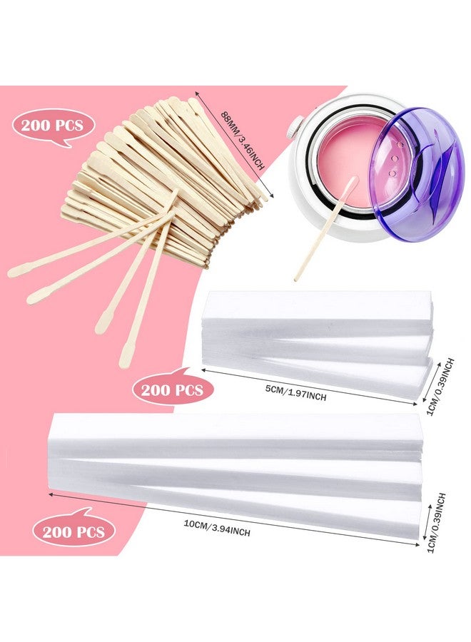 Leelosp 600 Pieces Wax Strips And Wax Applicator Sticks Kit Includes 400 Pieces Eyebrow Waxing Strips White Wax Paper Cloth Strip And 200 Pieces Wooden Smooth Wax Applicator Sticks For Body Skin Hair Removal  - Image 3