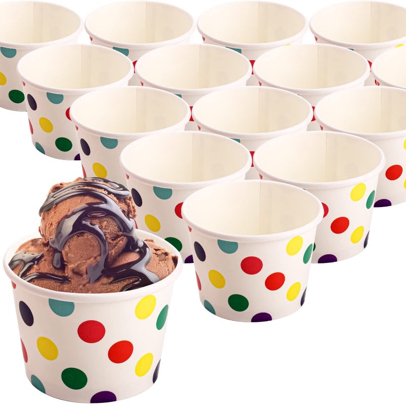 Dicunoy Dicunoy 60 Pack 8 oz Paper Ice Cream Cups with Lids  Disposable Sundae Dessert Bowls  Frozen Yogurt Containers Party Supplies for Hot and Cold Food  Soup  Frozen Yogurt  Salad  Fruit  - Image 5