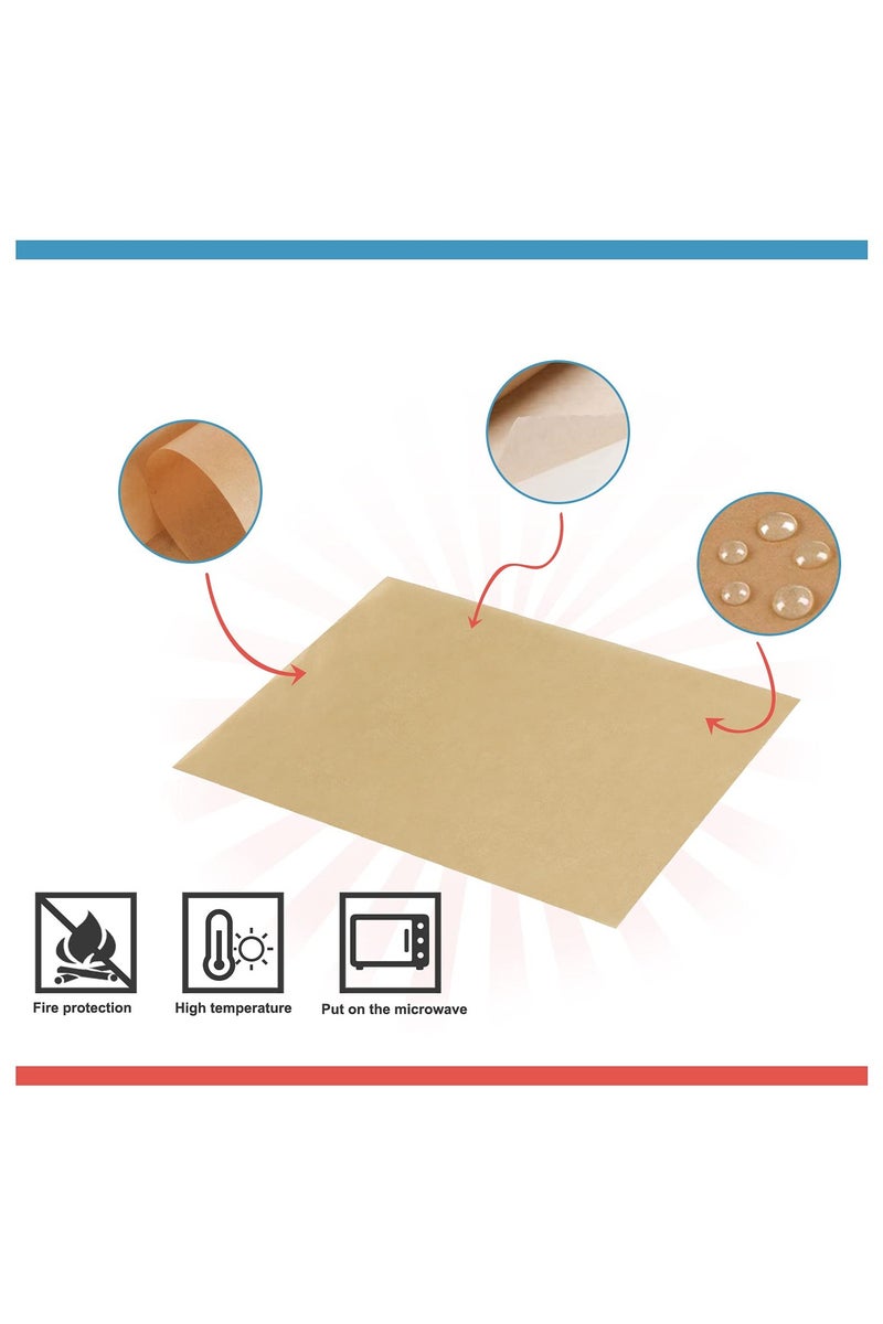 ورق مقاوم للدهون، ورق خبز، ورق برجر، ورق مقاوم للدهون ومقاوم للماء للأطعمة المقلية، الشواء، خبز الكعك 50 قطعة - Image 3