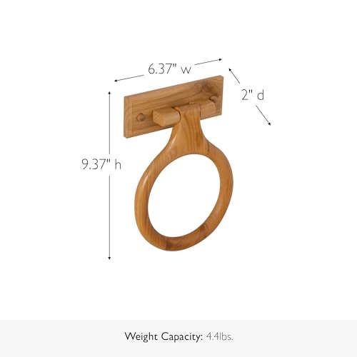 Design House Dalton 4-Piece Bathroom Accessory Set, Honey Oak, Includes Towel Bar, Towel Ring, Toilet Paper Holder, and Robe Hook – Design House, 561258 - Image 4