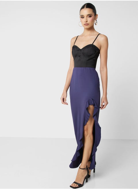 Side Slit Ruffle Skirt