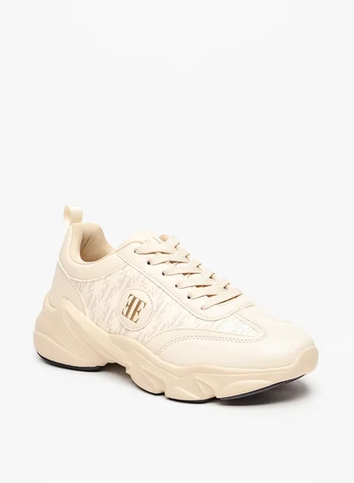 ايل Women's Logo Print Shoes with Lace-Up Closure