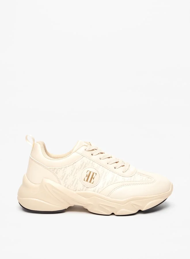 ELLE Women's Logo Print Shoes with Lace-Up Closure