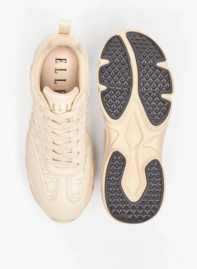 ELLE Women's Logo Print Shoes with Lace-Up Closure