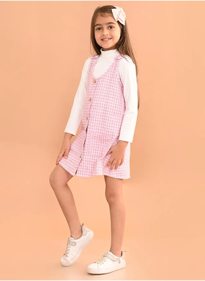 ليلك Girls Dungaree Set