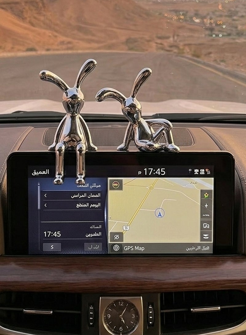  CCYY 2 قطعة زينة سيارة على شكل أرنب زينة فاخرة خفيفة زينة داخلية لطيفة للسيارة زينة إبداعية للسيارة مجوهرات، تماثيل أرنب لطيفة، زينة متعددة الاستخدامات للمكتب، الرف، الطاولة، غرفة المعيشة، ولوحة القيادة في السيارة - Image 1