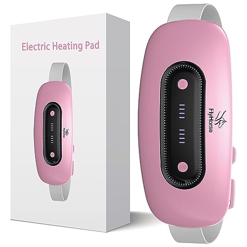 Electric Heating Pad Portable Cordless Menstrual Heating Pad with 4 Heat Levels and 4 Massage Modes Fast Large Heating Belly Wrap Belt for Cramps Back Pain Relief Gifts for Women Girls Her Pink