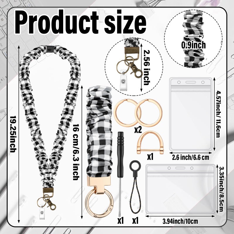 Eersida Teacher Scrunchies Lanyard with Safety Breakaway Buckle Retractable Lanyard Keychain Wristlet Office Gift for Women(Basic Color,Classic Style) - Image 2