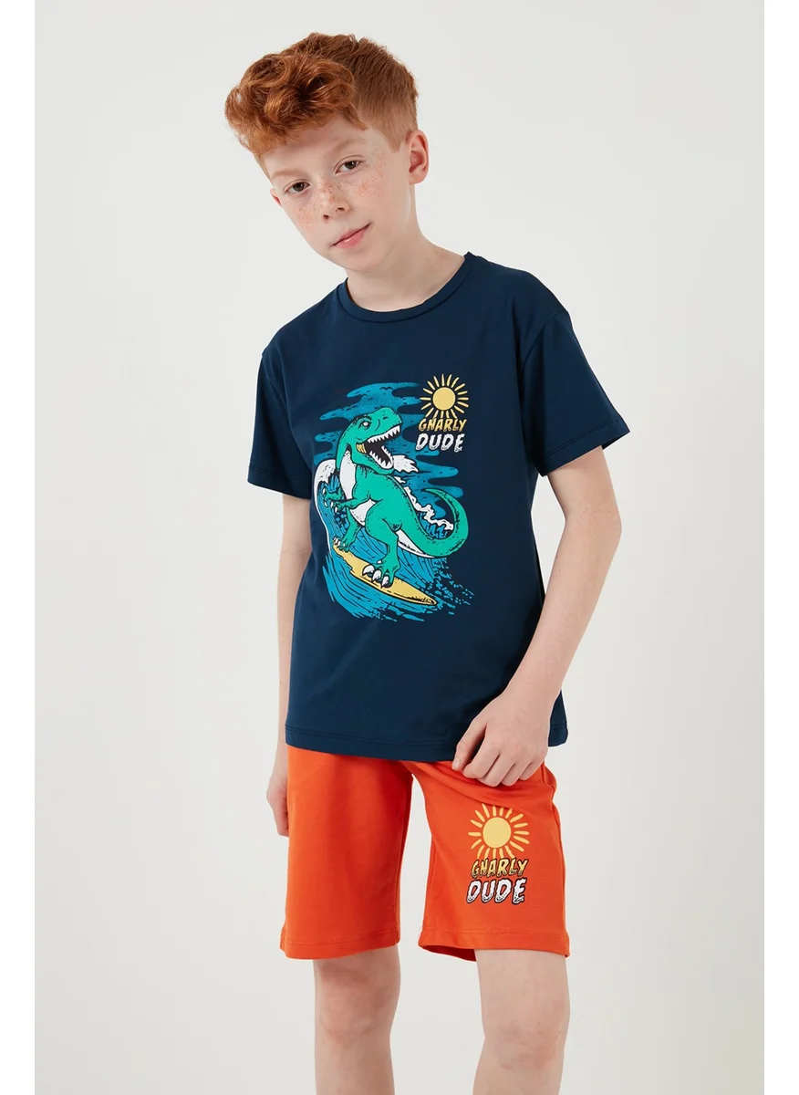 Lela Cotton Regular Fit Crew Neck Top and Bottom Set with Shorts Boy's Suit 6212019