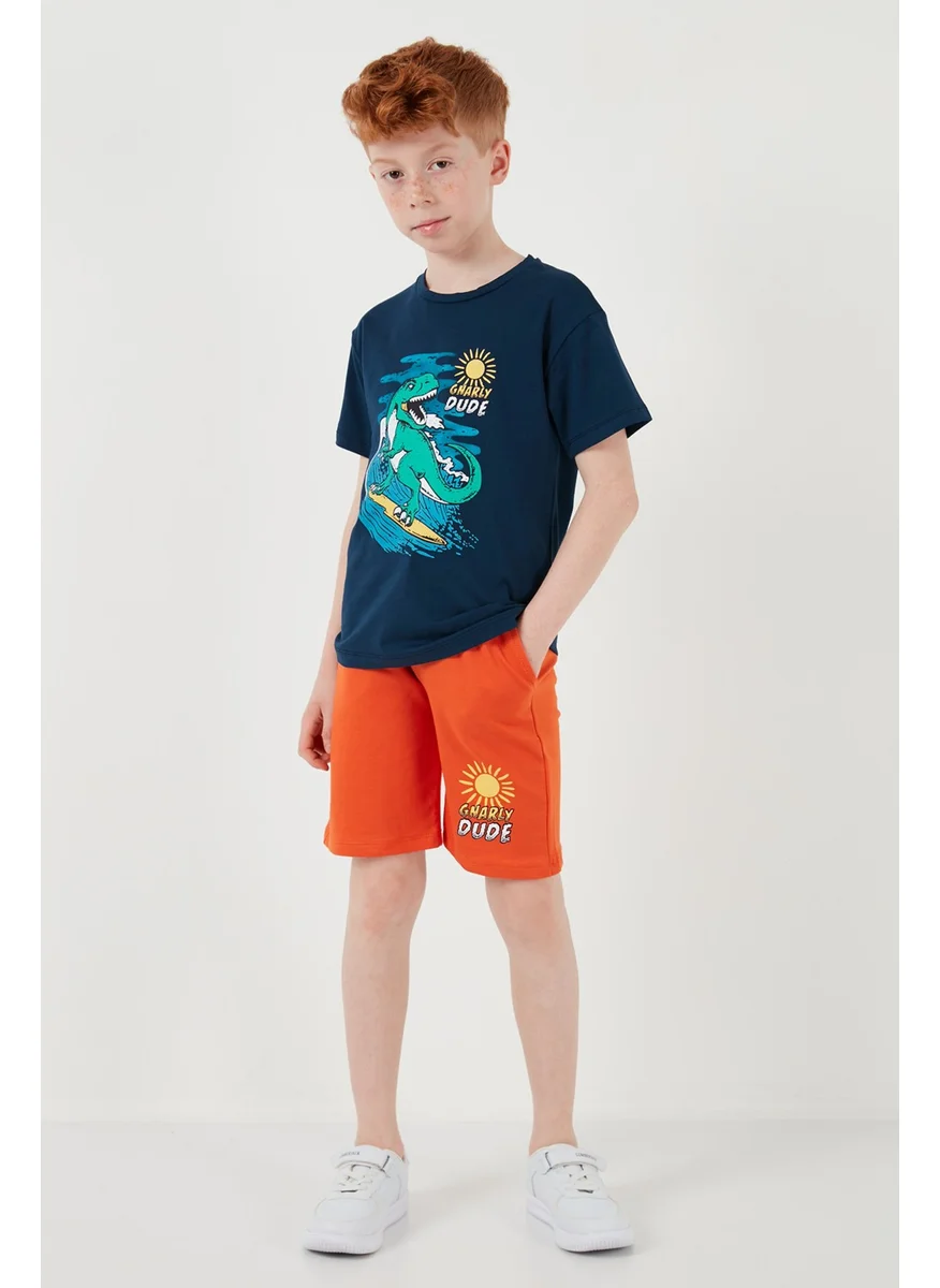 Lela Cotton Regular Fit Crew Neck Top and Bottom Set with Shorts Boy's Suit 6212019