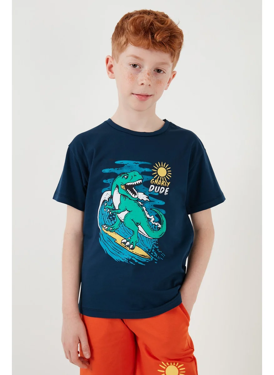 Lela Cotton Regular Fit Crew Neck Top and Bottom Set with Shorts Boy's Suit 6212019