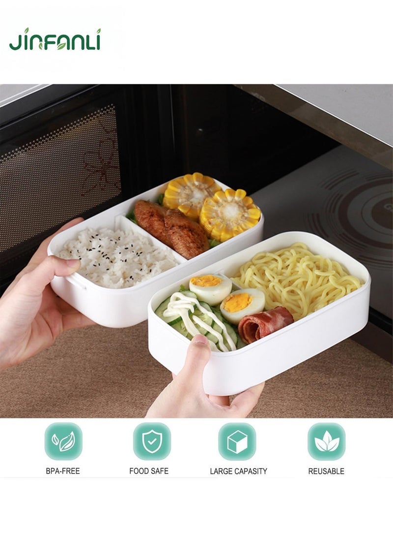 JINFANLI Double layer leakproof lunch box, large lunch box with compartments and cutlery set, adult lunch box container food pick, microwave food safe lunch box - Image 4