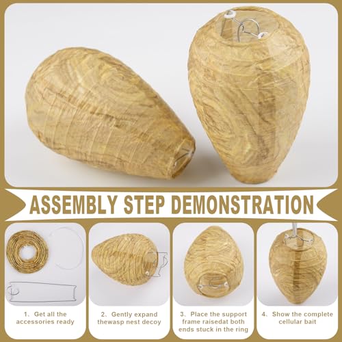Qumenan 3 Pack Mini Size Paper Wasp Nest Decoy Hanging Fake Wasp Nest for Wasps Hornets Yellow Jackets Home Garden Yard Outdoors - Image 3