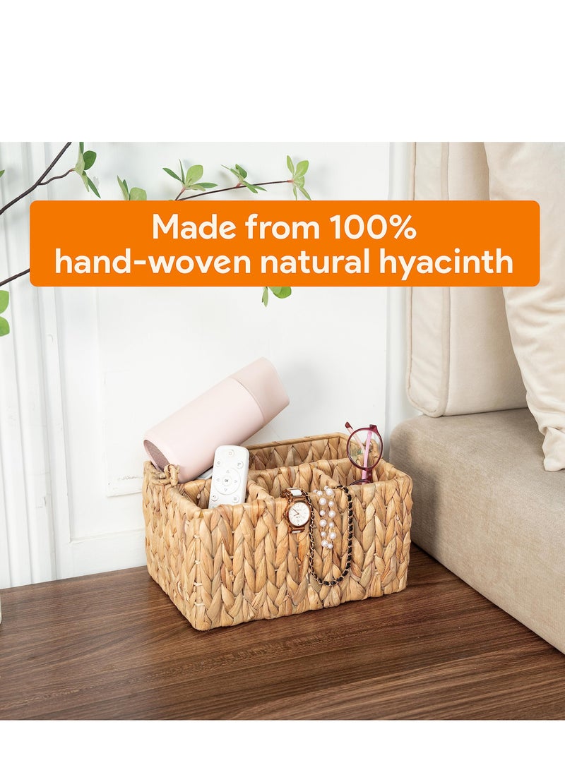 SYOSI 1 Pack With Handle Flatware Organizer, Hand Woven Water Hyacinth Cutlery Holder for Countertop - Image 5