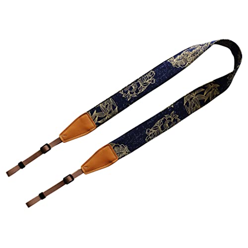 UNIKSTRAP Original Design Personalized Adjustable Camera Strap Golden Flowers Line Drawing on Blue, Fit for Canon Nikon Sony Olympus Interchangeable Lens Digital Camera/DSLR etc. - Image 2