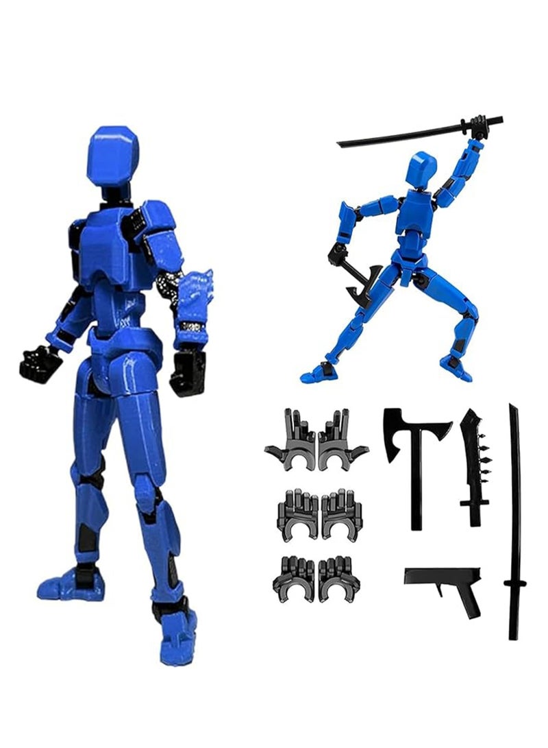 Children's Educational And Creative Assembly 13 Joint Doll Building Blocks 3D Printing Multi-joint Full Body Activity Decompression Toys (Blue) 