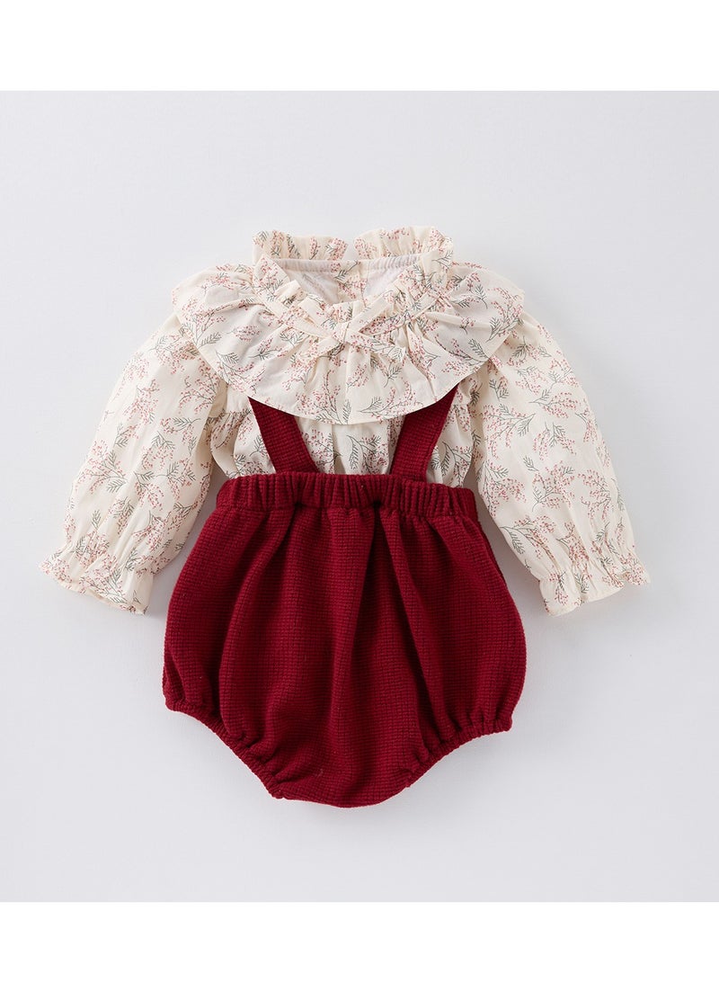 New Baby Clothes Top+Strap Pants Elegant and Sweet Two piece Set - Image 1
