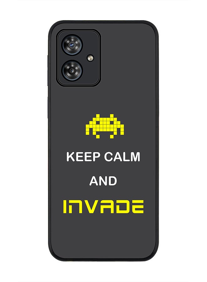 Stylizedd Rugged Black edge case for Motorola Moto G54 / Motorola Moto G54 Power / Motorola Moto G64 5G, Slim fit Flexible Thin Cover - Keep Calm And Invade - Image 1