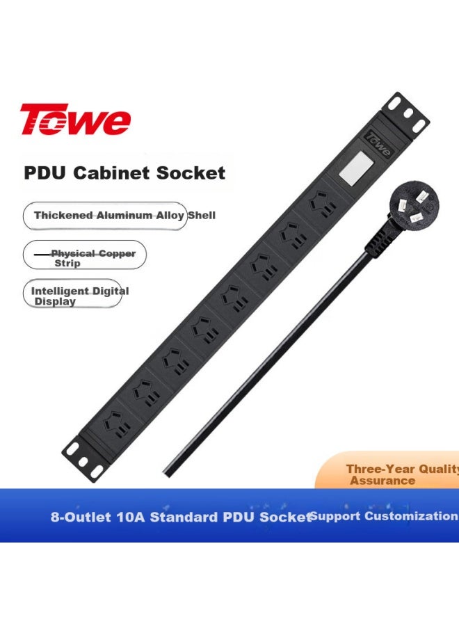 Towe Intelligent Digital Display Pdu Cabinet Socket Power Distribution Unit, Digital Display Alarm Socket, Can Display Current Voltage Power, Plug-in Board Power Strip En10/g814d - Image 1