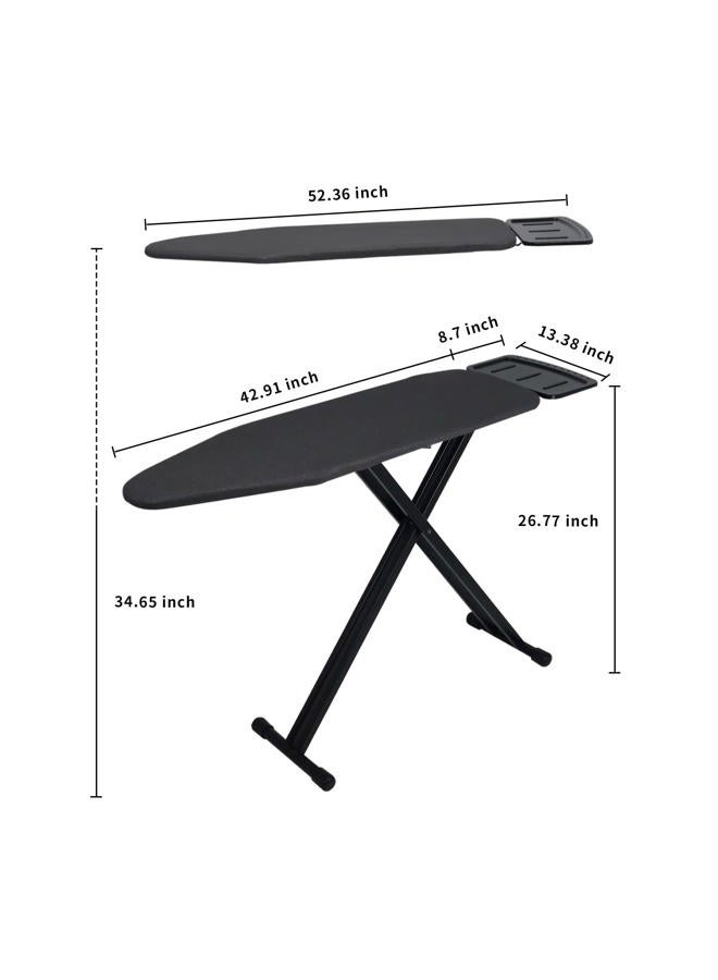 Duwee 13"x43" Ironing Board with Heat Resistant Cover and Thicken Felt Pad, Ironing Boards with Silicone Steam Iron Rest, Heavy Sturdy T-Legs,Black - Image 2