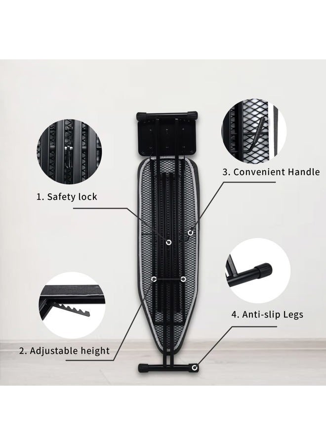 Duwee 13"x43" Ironing Board with Heat Resistant Cover and Thicken Felt Pad, Ironing Boards with Silicone Steam Iron Rest, Heavy Sturdy T-Legs,Black - Image 5