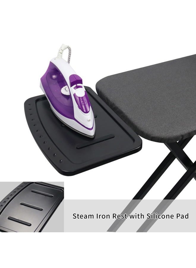 Duwee 13"x43" Ironing Board with Heat Resistant Cover and Thicken Felt Pad, Ironing Boards with Silicone Steam Iron Rest, Heavy Sturdy T-Legs,Black - Image 4