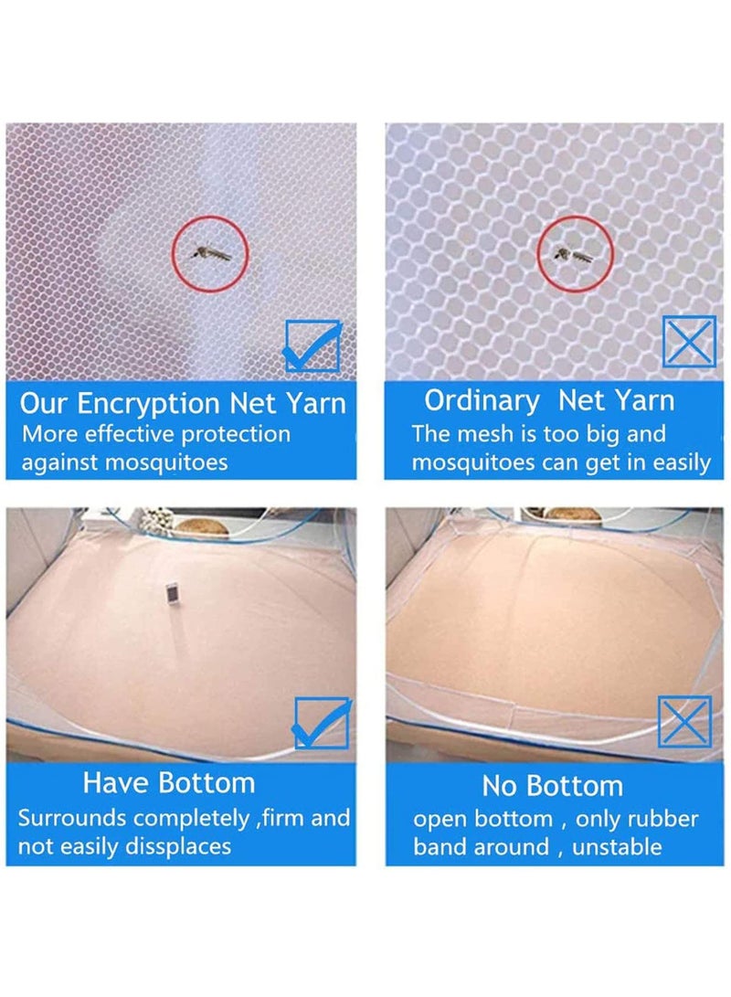 Excefore Mosquito Nets 180 * 200 * 150cm Portable Tent Travel Double Door Zipper Bed Net Easy Installation Fine mesh for Bedroom Outdoor Camping No Hooks No Chemicals - Image 4